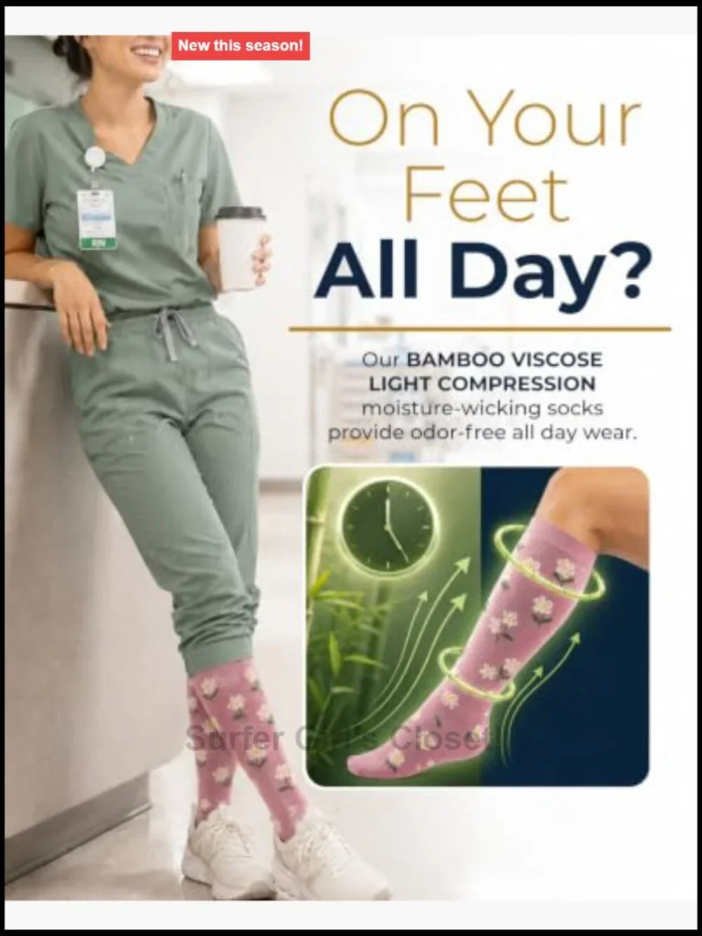 Bamboo Viscose Light Compression Socks 3 Pairs Knee High 8-15 mmHg